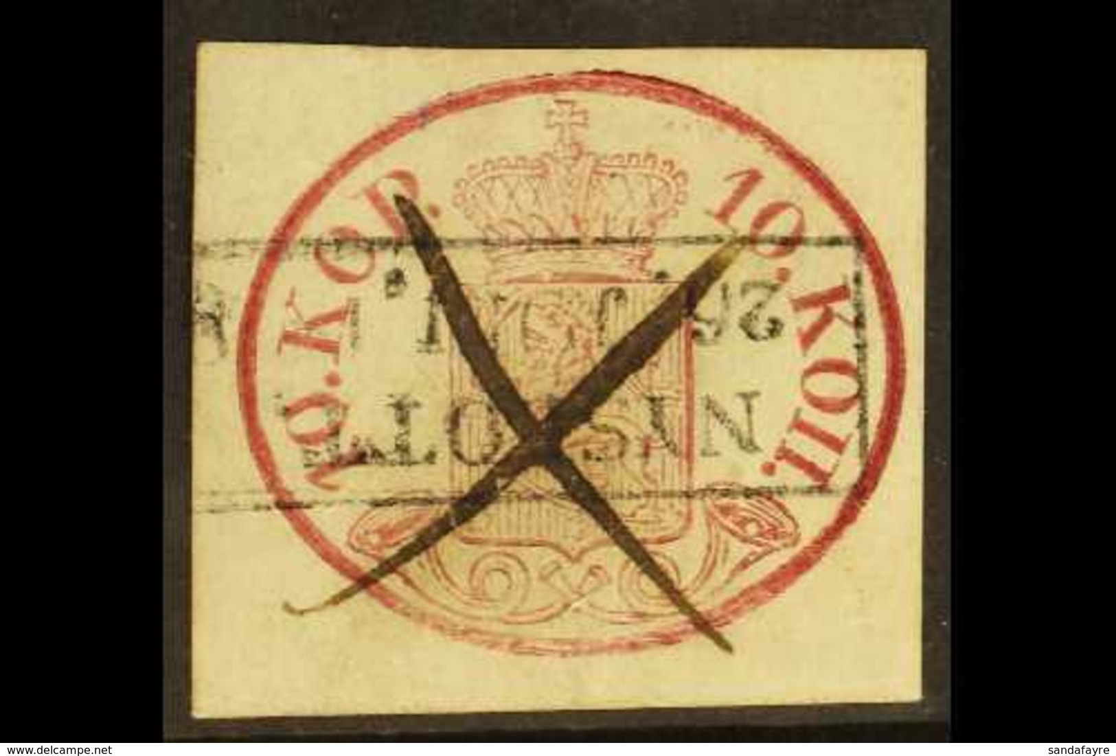 1856-58 10k Carmine Imperf On Wove Paper, Michel 2x, Fine Used, Cut Square With Pen And Neat Boxed Cancellations For Mor - Altri & Non Classificati