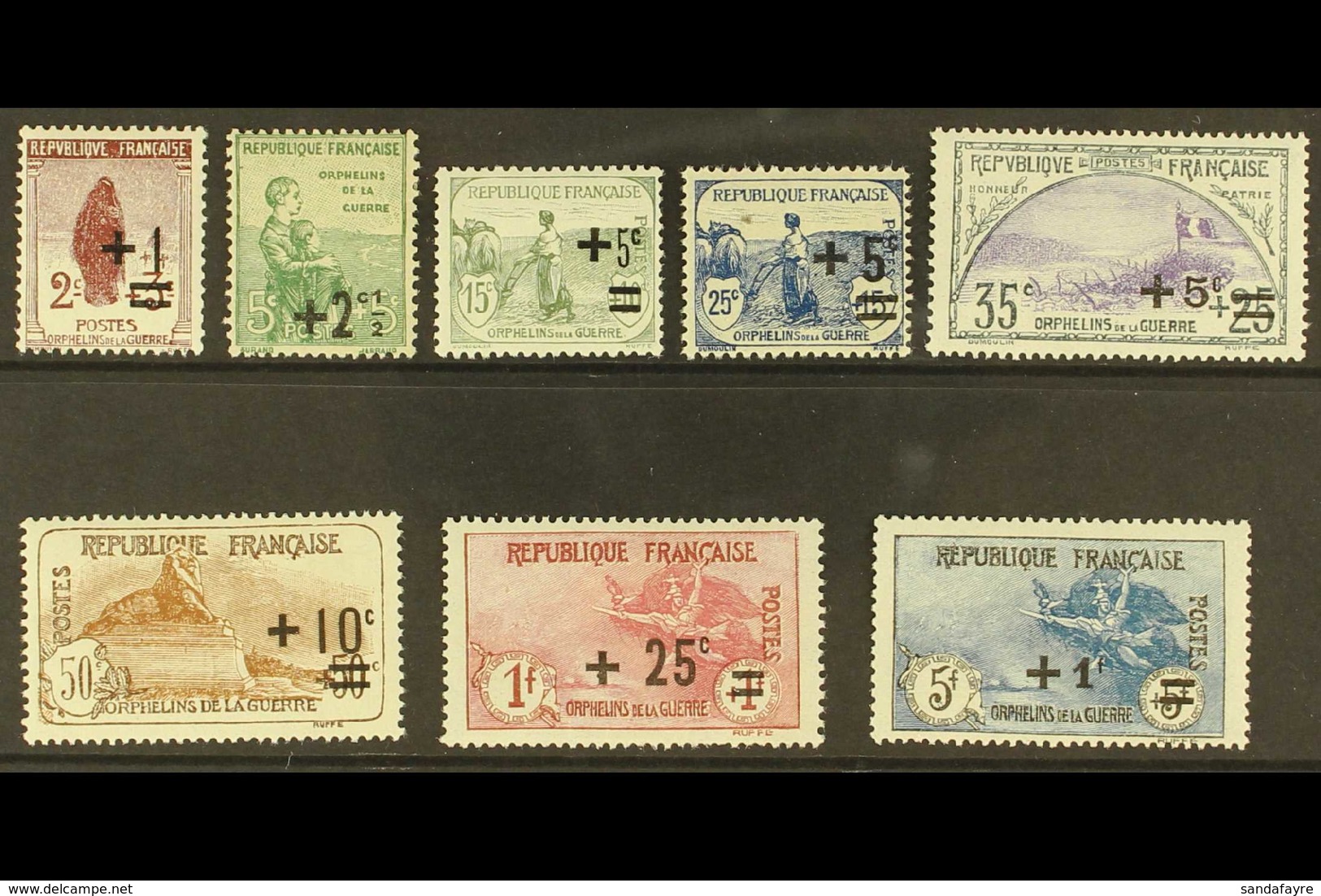 1922 War Orphans Fund Set, SG 388/95, Yv 162/69, Fine Mint (8 Stamps) For More Images, Please Visit Http://www.sandafayr - Other & Unclassified