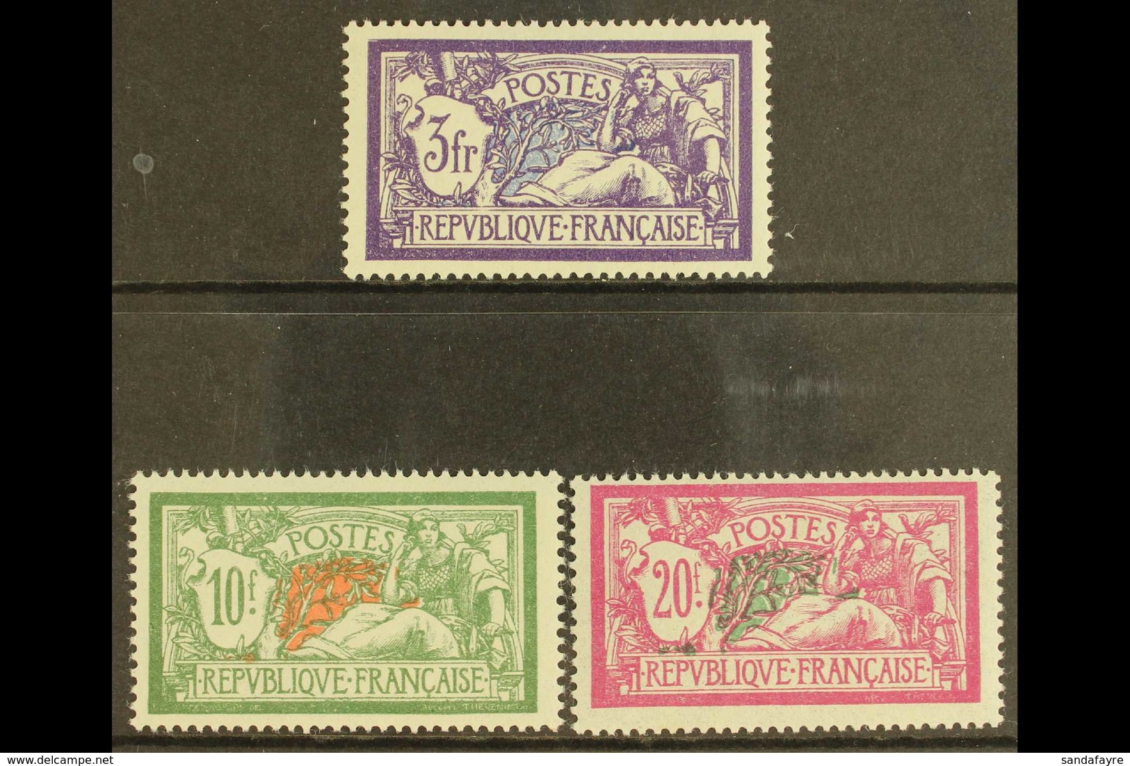 1925-26 "Merson" Set - 3f, 10f And 20f (Yvert 206/08, SG 429 & 431/32) Never Hinged Mint. Fresh And Attractive! (3 Stamp - Otros & Sin Clasificación