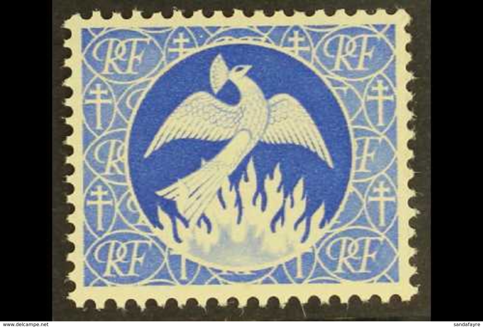 TIMBRES D'EPARGNE SAVING STAMP 1945 (-) Blue 'Phenix' - Phoenix Rising From The Ashes, Maury 701N, Never Hinged Mint, Ve - Otros & Sin Clasificación