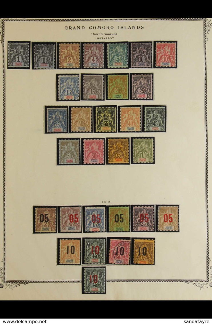 GRAND COMORO ISLANDS 1897-1907 COMPLETE COLLECTION, Yv 1/29, 1897 & 1900 Peace & Commerce Sets Plus 1912 Surcharged Set. - Altri & Non Classificati