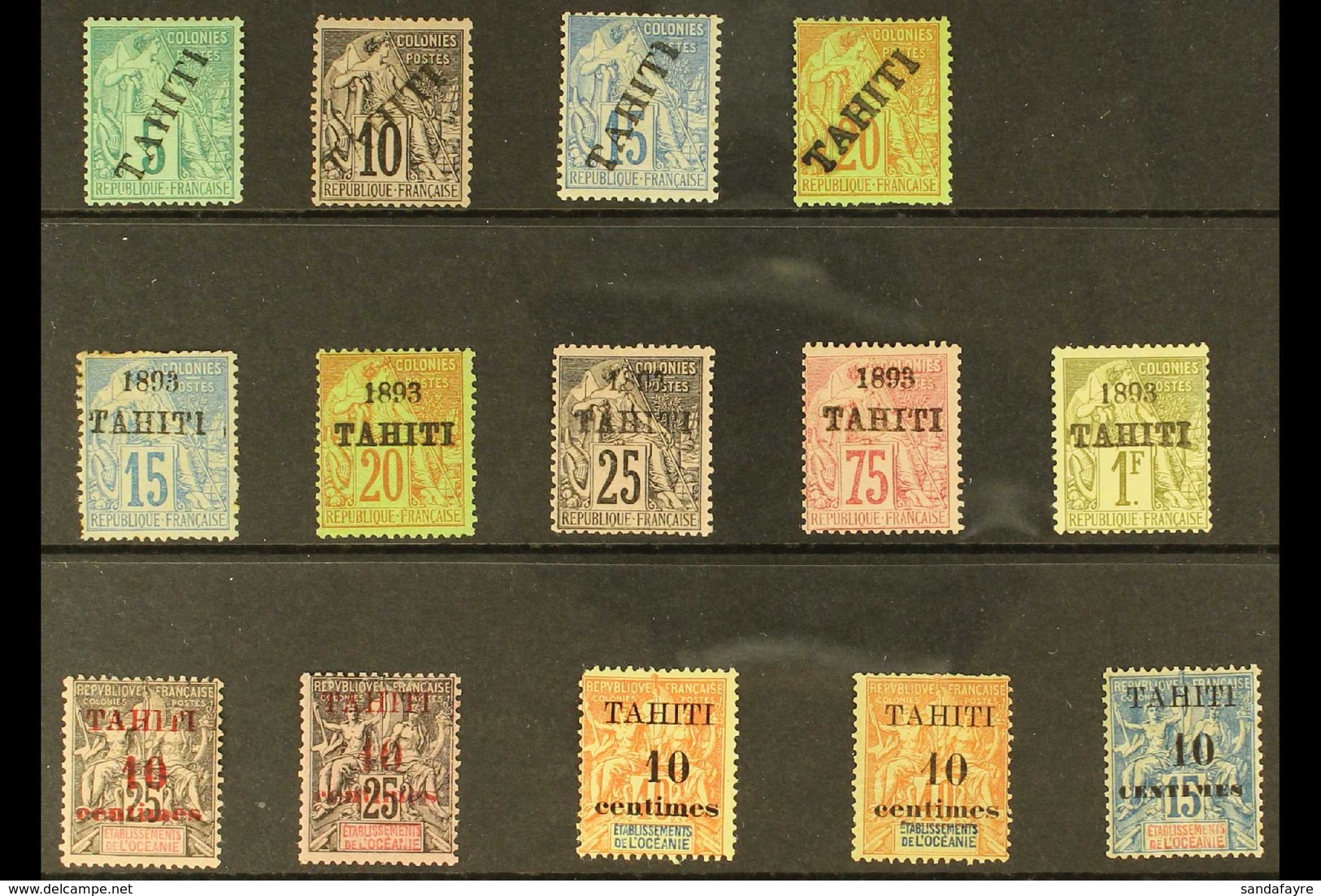 TAHITI 1893-1903 Fine Mint All Different Collection. With 1893 Diagonal Overprint 5c To 20c (the 10c & 20c No Gum); "189 - Altri & Non Classificati
