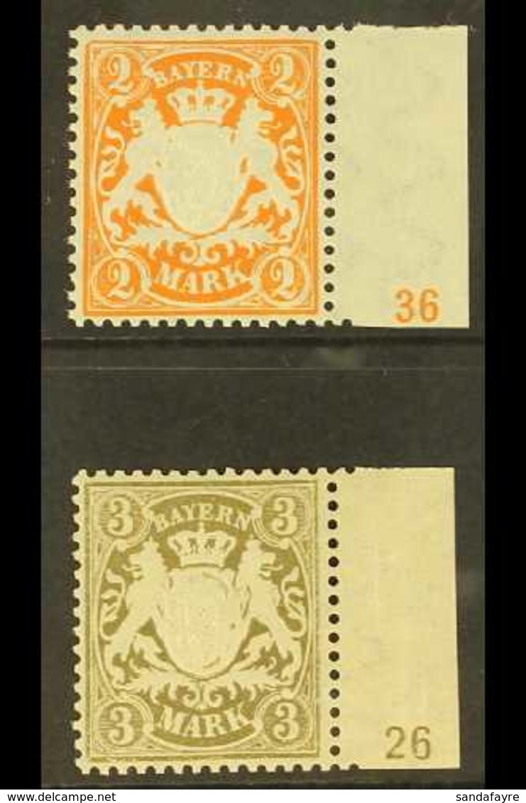 BAVARIA PLATE NUMBERS 1903 2m Orange-yellow With '36' Plate Number And 1900 3m Olive-brown With '26' Plate Number, Miche - Altri & Non Classificati