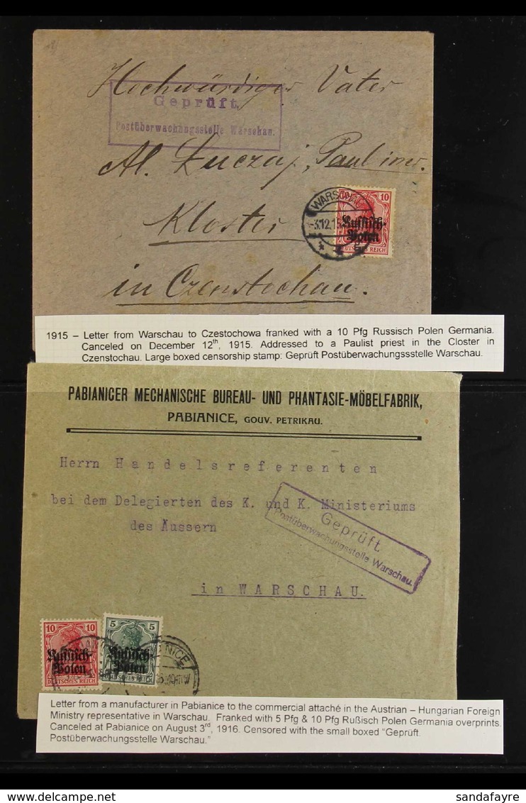 EASTERN MILTARY COMMAND AND POLAND COVERS Occupation Of Poland 1915 Range Of Overprinted Stamps (SG And Mi 1/5) On 4 Cov - Sonstige & Ohne Zuordnung