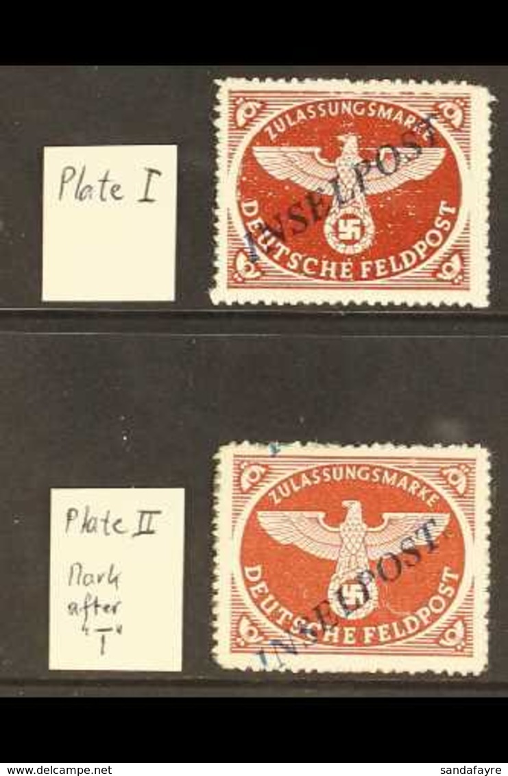 INSELPOST AGRAM 1944 (-) Red-brown Rouletted Local "INSELPOST" Overprints Plate I And Plate II, Michel 10b I & 10b II, M - Other & Unclassified