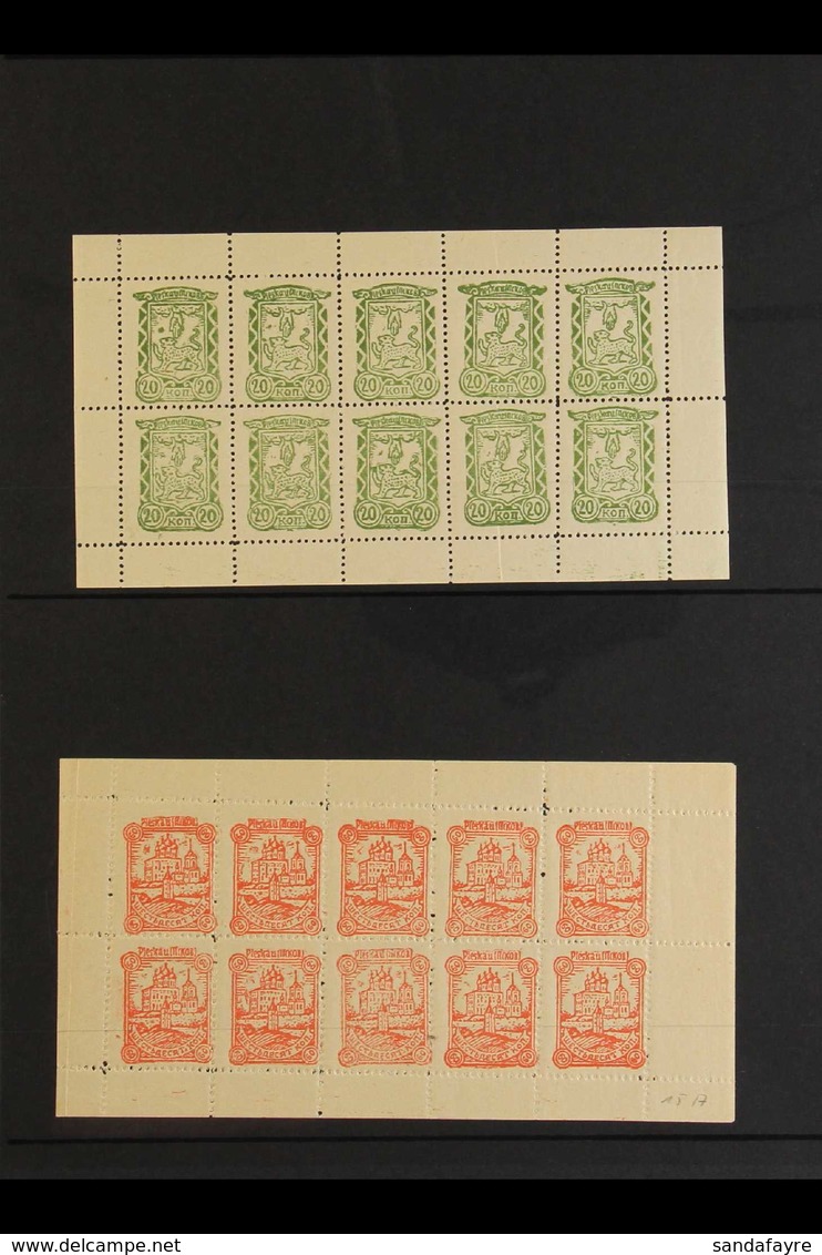 PLESKAU 1942 20k Olive- Green & 60k Brick-red Perforated Miniature Sheets Set, Michel 14/15, Never Hinged Mint (2 M/shee - Autres & Non Classés