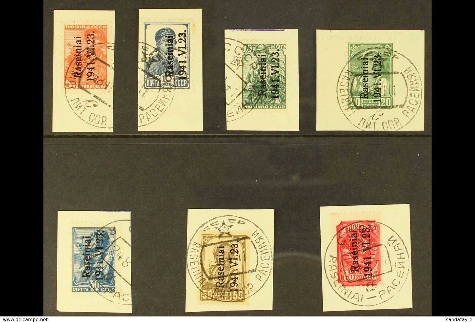 RASEINIAI (ROSSINGEN) 1941 Complete Set Of The Small Format Stamps With Type I Overprint, Michel 1 I / 7 I, Very Fine Us - Andere & Zonder Classificatie