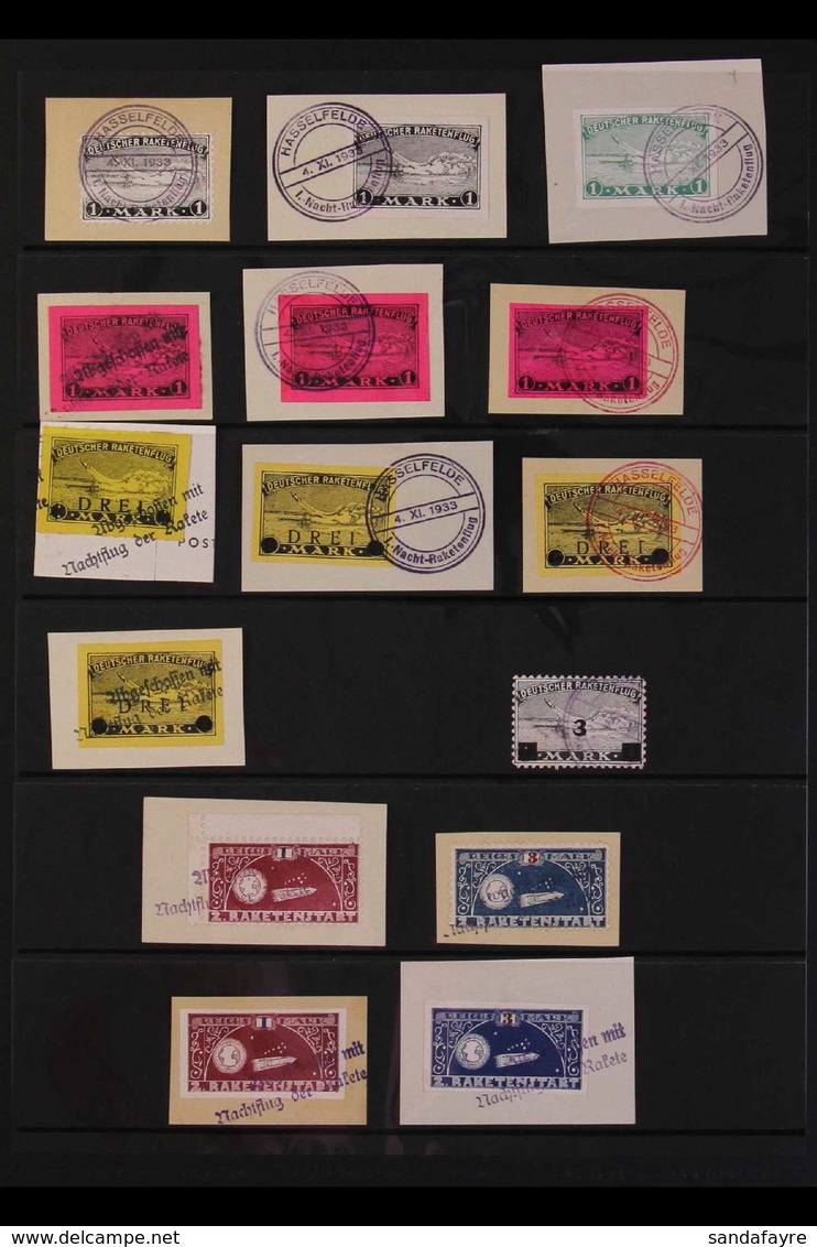 ROCKET POST LOCAL STAMPS 1933-1934 SUPERB USED COLLECTION On Stock Pages, Most Stamps Are On Pieces With Complete Specia - Otros & Sin Clasificación