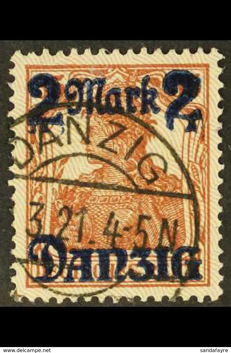 1920 (1 NOV) 2m On 35pf Red-brown With Burle Background With POINTS DOWNWARD TO THE LEFT, Michel 43 II, Very Fine Postal - Otros & Sin Clasificación