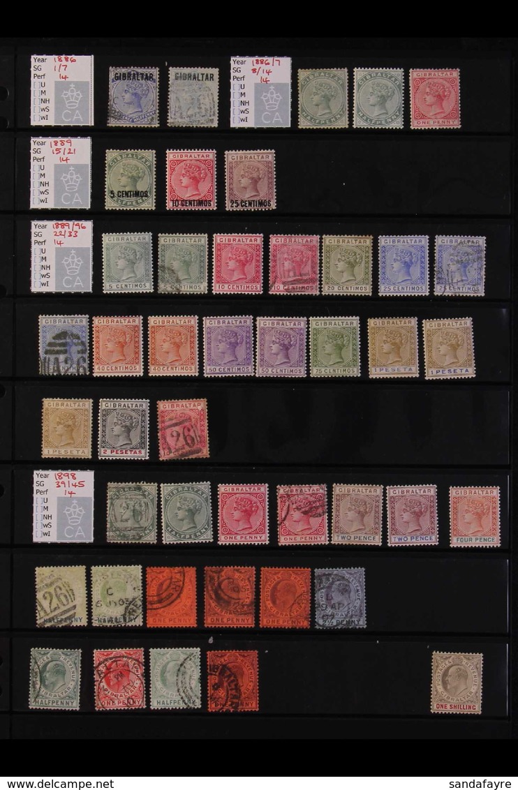 1886-1997 MINT & USED COLLECTION / ACCUMULATION On Stock Pages, We See QV Mint & Used Range With 1889-96 To Both 1p & 2p - Gibraltar