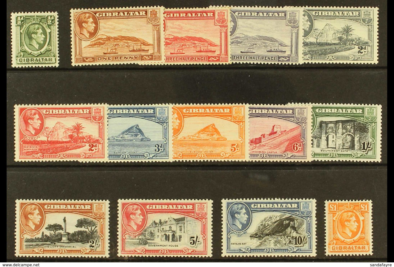 1938-51 Complete Definitive Set, SG 121/131, Very Fine Mint. (14 Stamps) For More Images, Please Visit Http://www.sandaf - Gibilterra