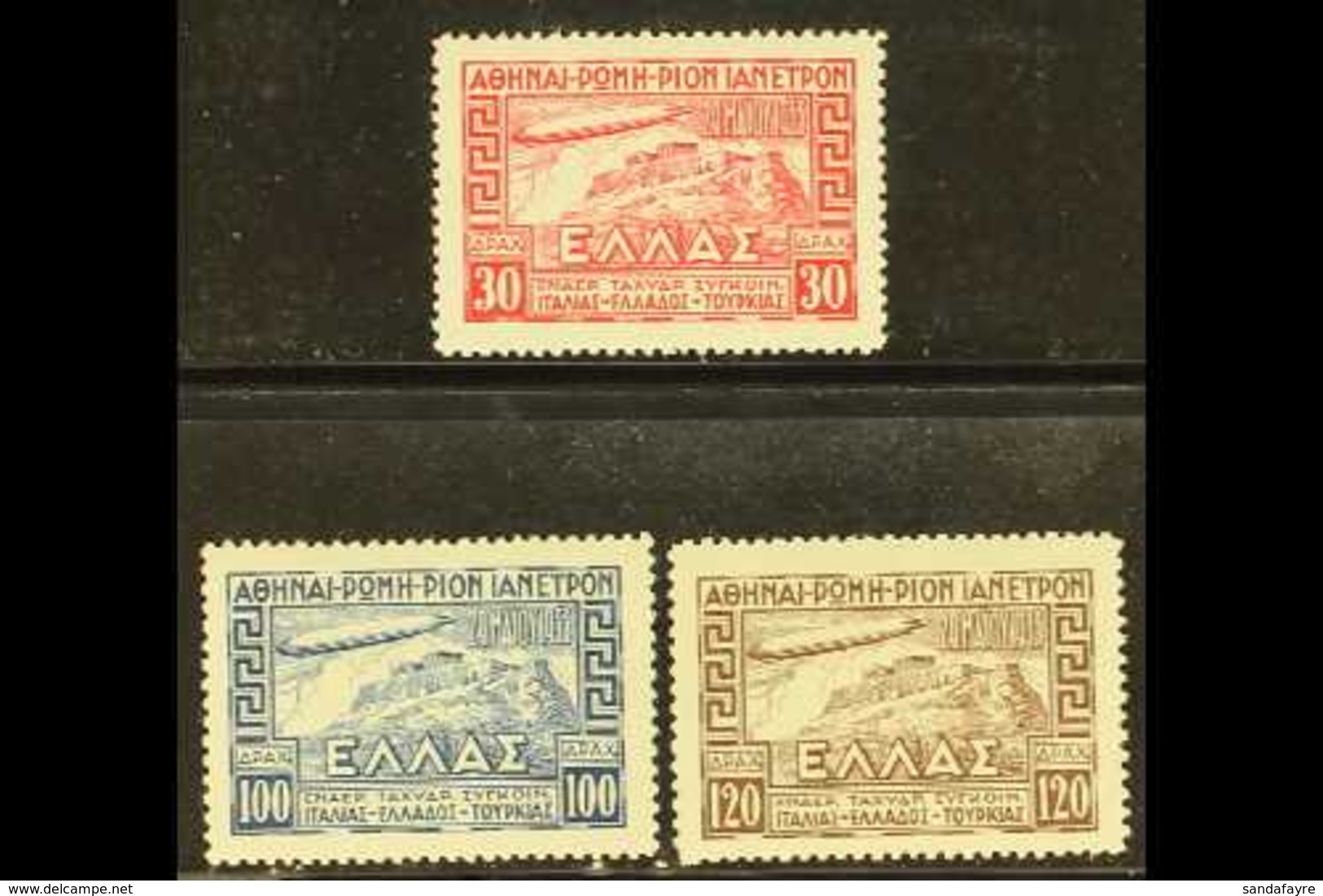 1933 Zeppelin Air Post Set, Mi 352/54, SG 458/60, Very Fine Mint (100d & 120d Are Never Hinged). Lovely (3 Stamps) For M - Sonstige & Ohne Zuordnung