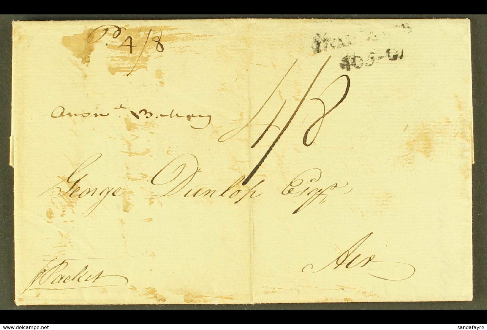 1812 ENTIRE TO SCOTLAND 1812 (4 FEB) Entire Letter Addressed To George Dunlop At Ayr, With Manuscript "4/8" Rate And End - Grenade (...-1974)