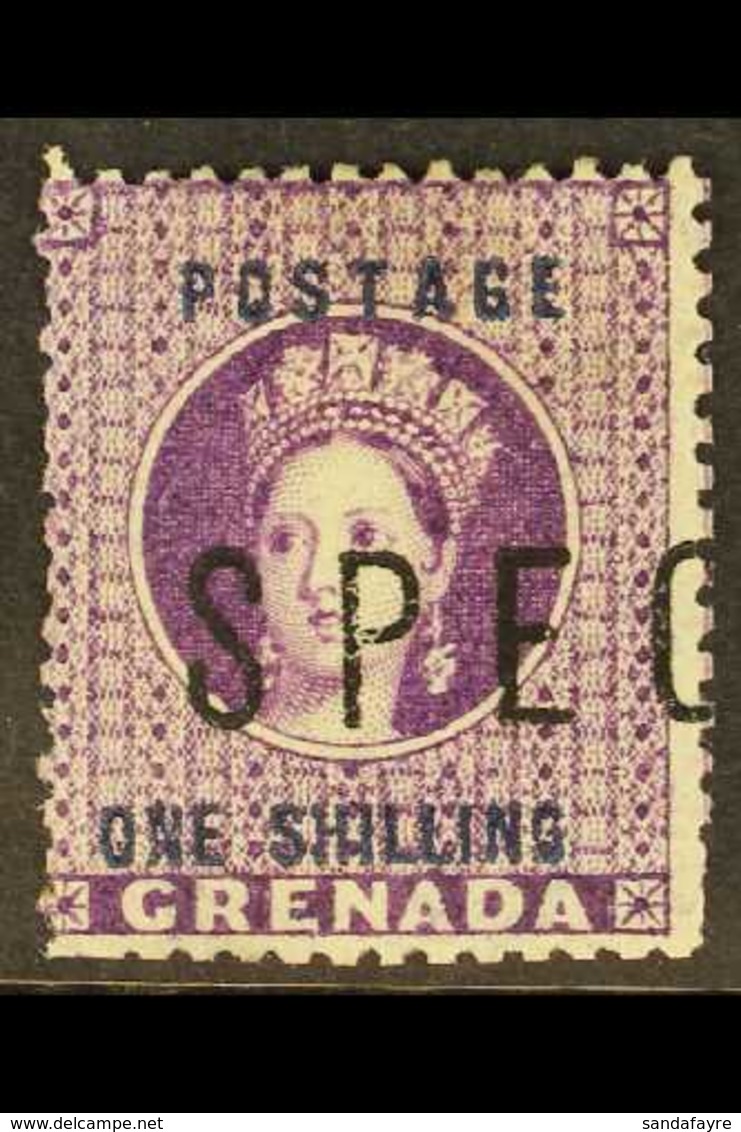 1875 SPECIMEN 1s Deep Mauve, SG 13, "Spec" ½ Of A Pair Overprinted "Specimen", All Pairs Were Split Before Distribution. - Granada (...-1974)