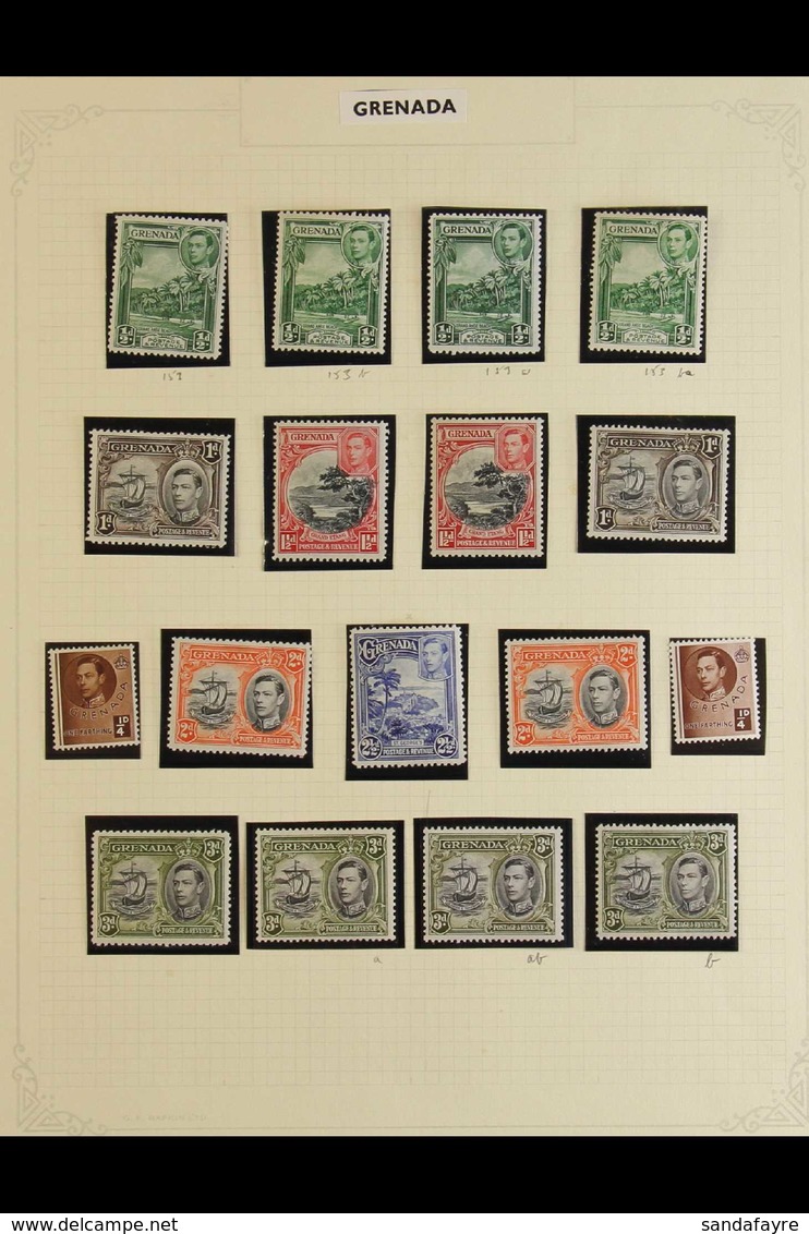 1937-1951 KGVI  VERY FINE MINT COLLECTION. Neatly Presented In Mounts On Album Pages & Inc 1938-52 Definitives All Value - Grenada (...-1974)
