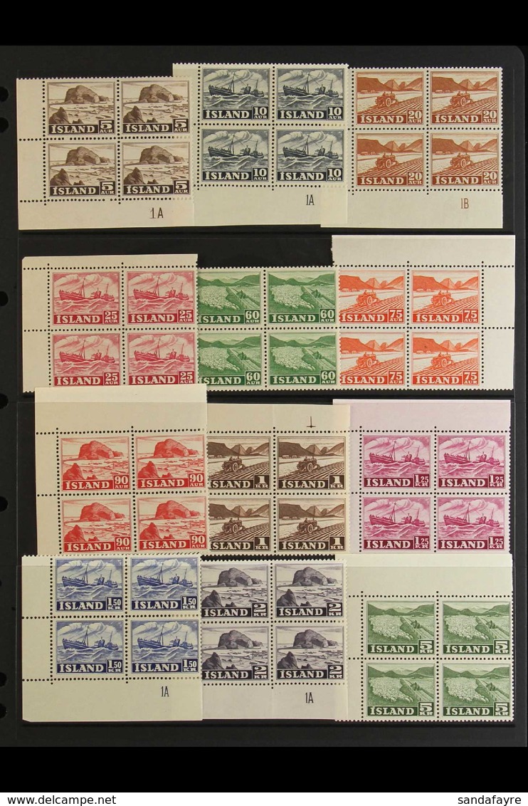 1950-4 5a To 5kr Definitives Complete In BLOCKS OF FOUR, Some Values In Cylinder Blocks, SG 296/307, Never Hinged Mint,  - Sonstige & Ohne Zuordnung