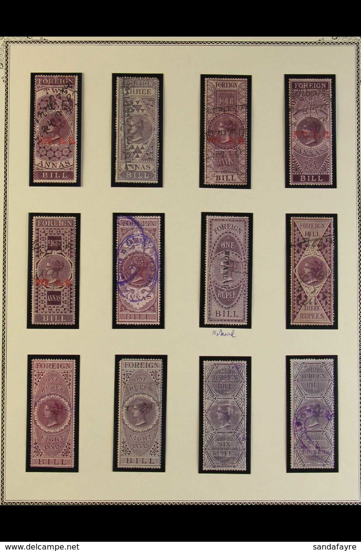 FOREIGN BILL REVENUES 1861-1898 USED COLLECTION In Hingeless Mounts On Leaves, Includes 1861 Most Values To 6r, Plus One - Otros & Sin Clasificación