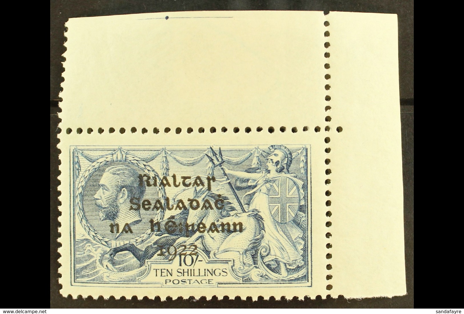 1922 DOLLARD SEAHORSE 10s Dull Grey Blue, SG 21, Superb Mint Upper Right Corner Example, Stamp Is Never Hinged.  For Mor - Altri & Non Classificati