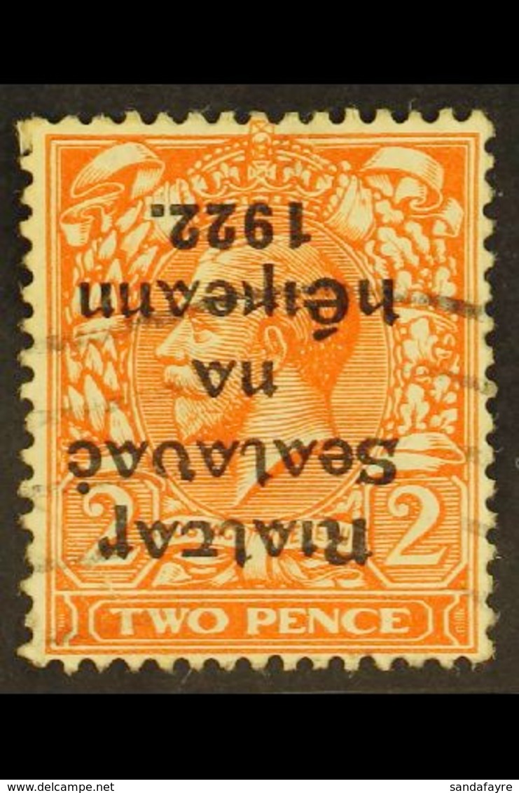 1922 THOM 2d Orange Die I, Overprint Inverted (Hib. T16a), With Neat Part Machine Cancel. For More Images, Please Visit  - Andere & Zonder Classificatie