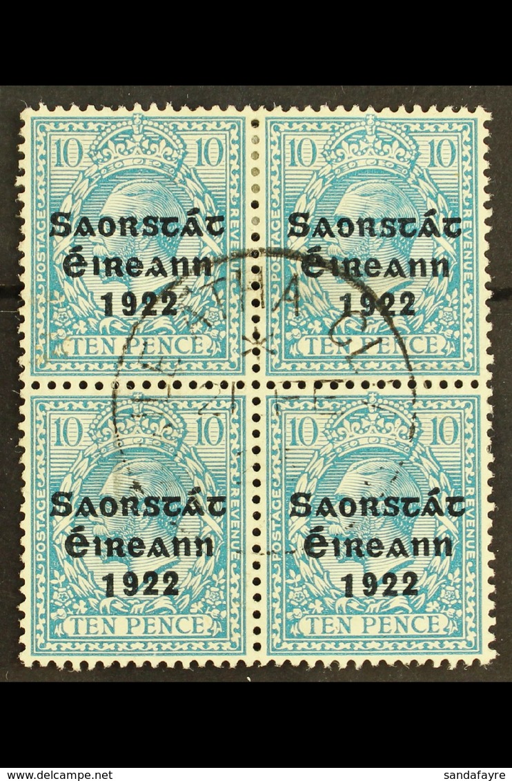 1922-23 SAORSTAT 10d Turquoise-blue, SG 62, Superb Central Cds Used Block Of Four.  For More Images, Please Visit Http:/ - Andere & Zonder Classificatie