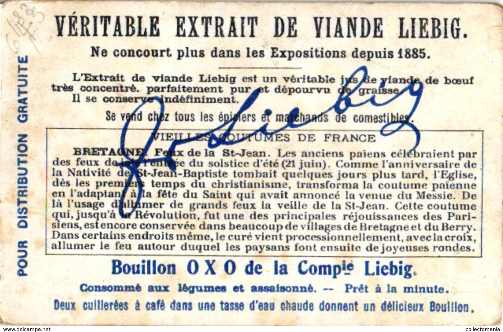 0980  Liebig 6 Cards- C1909- Old French Cusoms-Feux de St.Jean Bretagne-Tarasque-Dauphiné-Touraine- les Rois