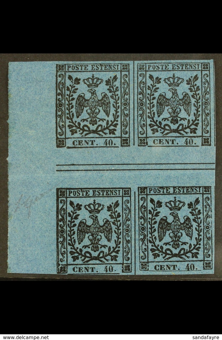 MODENA 40c On Deep Blue, With Stop, Sass 10, In A Spectacular Mint Marginal Gutter Block Of 4 With Clear Margins All Rou - Non Classificati
