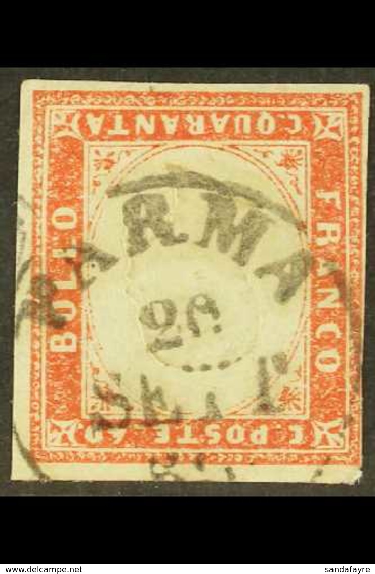 PARMA - SARDINIA USED  IN 1859 / 27/8 To 31/1/1860 2nd Period Provisional Govt, 40c Rose Scarlet With "Parma 20 Sept 60" - Non Classificati