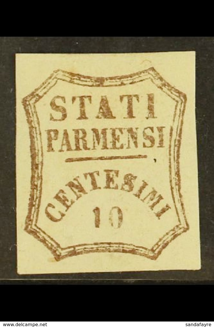 PARMA 1853 10c Brown, 2nd Printing, Sass 14, Very Fine And Fresh Mint Of With Ample Margins All Round. Expertised On Rev - Sin Clasificación