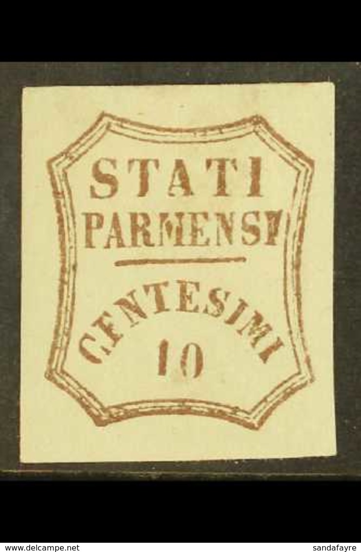 PARMA 1859 10c Brown, Sass 14, Superb Mint Og, With Bright Even Colour And Large Margins. Beautiful Example Of This Scar - Ohne Zuordnung