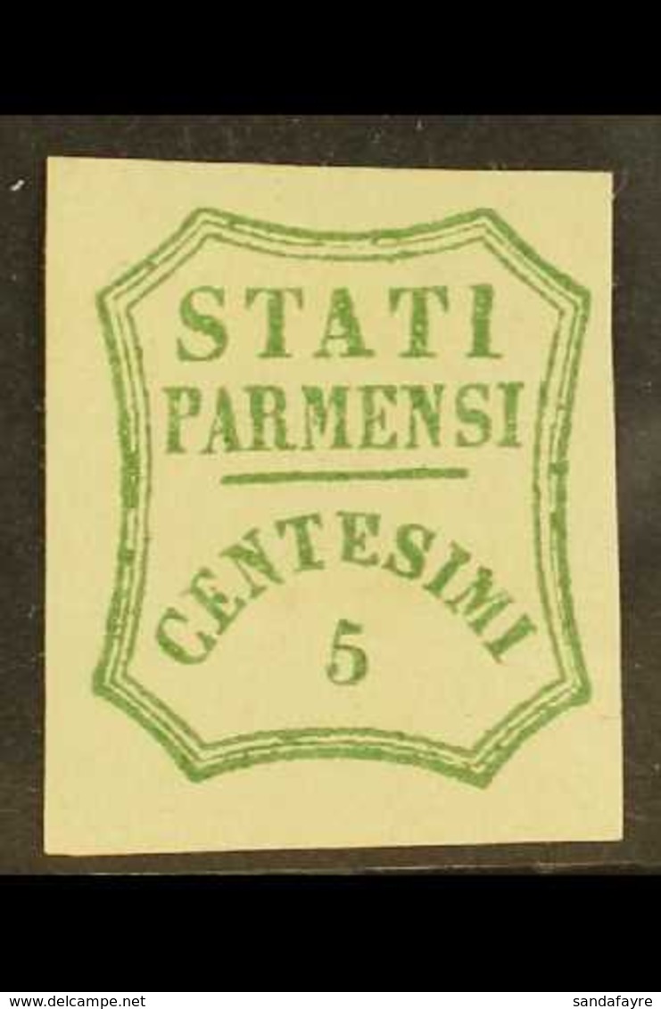 PARMA 1859 5c Yellow Green, Provisional Govt, Sass 13, Superb Mint Og. For More Images, Please Visit Http://www.sandafay - Sin Clasificación