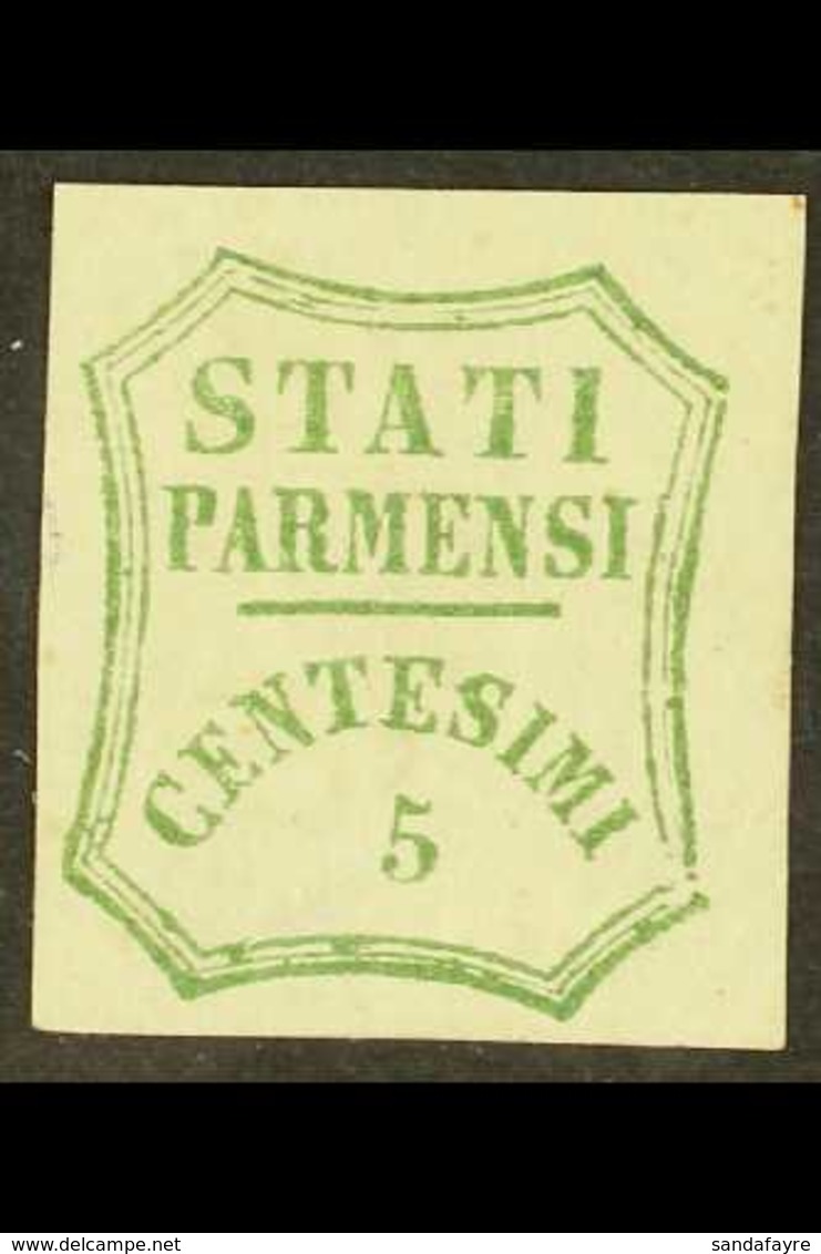 PARMA 1859 5c Blue Green Provisional Govt, Sass 12, Very Fine Mint No Gum. Rare Stamp. Cat €1500 (£1300) For More Images - Unclassified
