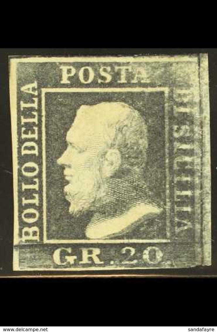 SICILY - 1859 RARE DOUBLE PRINTING 20 Gr. Slate Grey, A Mint Example Of This Classic First Issue, Showing Stunning DOUBL - Unclassified