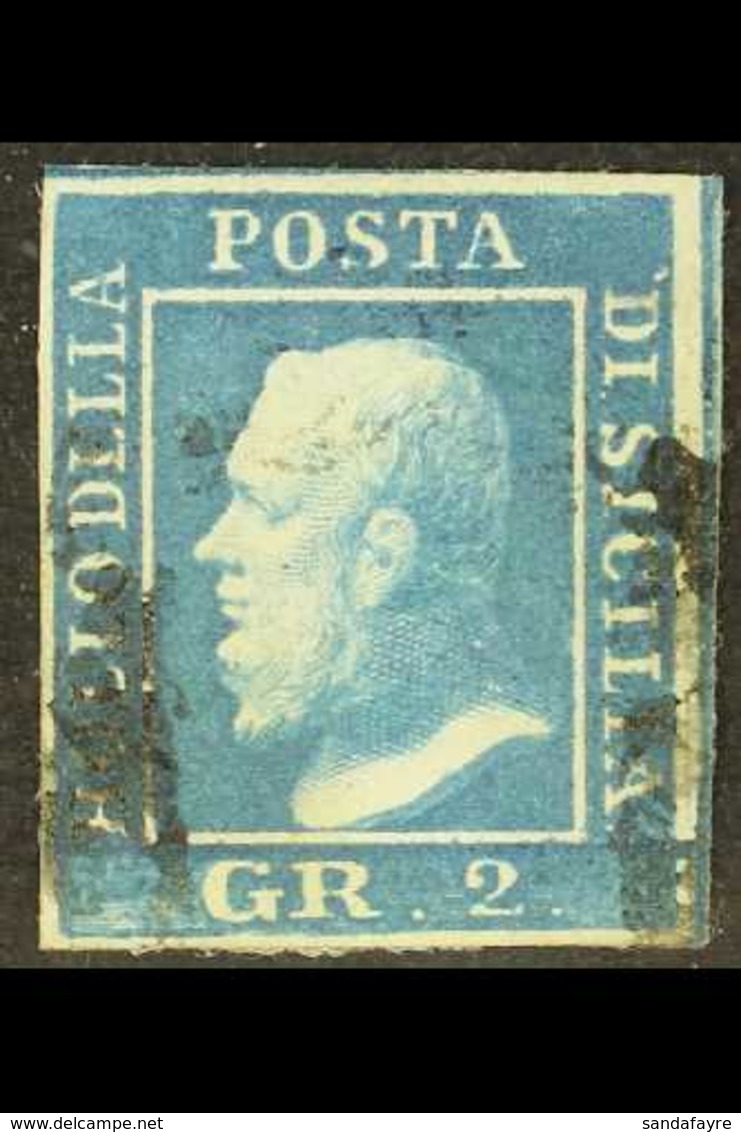 SICILY 1859 2gr Greenish Blue, Plate III, Variety "printed On The Reverse Side", Sass N. 8e, Fine Used With Clear Impres - Ohne Zuordnung