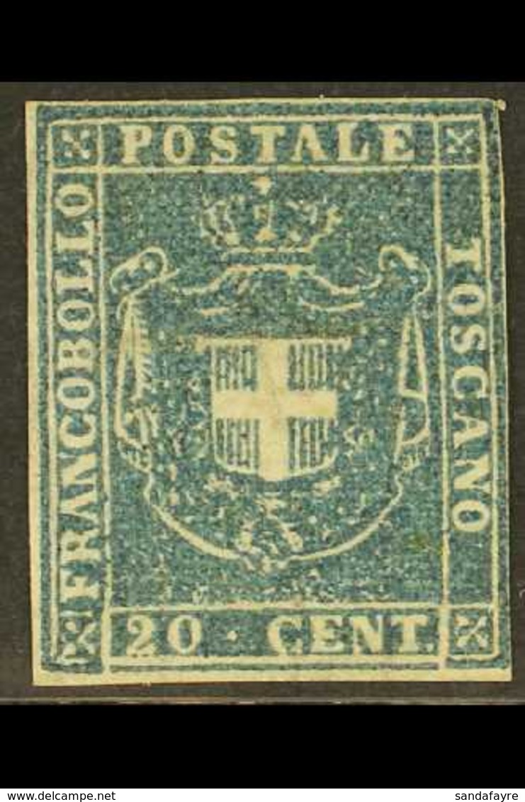 TUSCANY PROVISIONAL GOVERNMENT 1860 20c Grey-blue, Sassone 20, SG 47, Unused, No Gum, Three Margins, Just Touches At Rig - Sin Clasificación