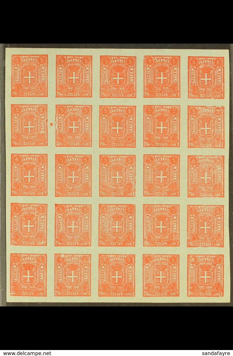 1862 SPARRE ESSAY 5c Red On Grey Paper, "Savoy Arms", On Gummed Paper Without Watermark, CEI S7i, Superb Unused Sheet Of - Sin Clasificación