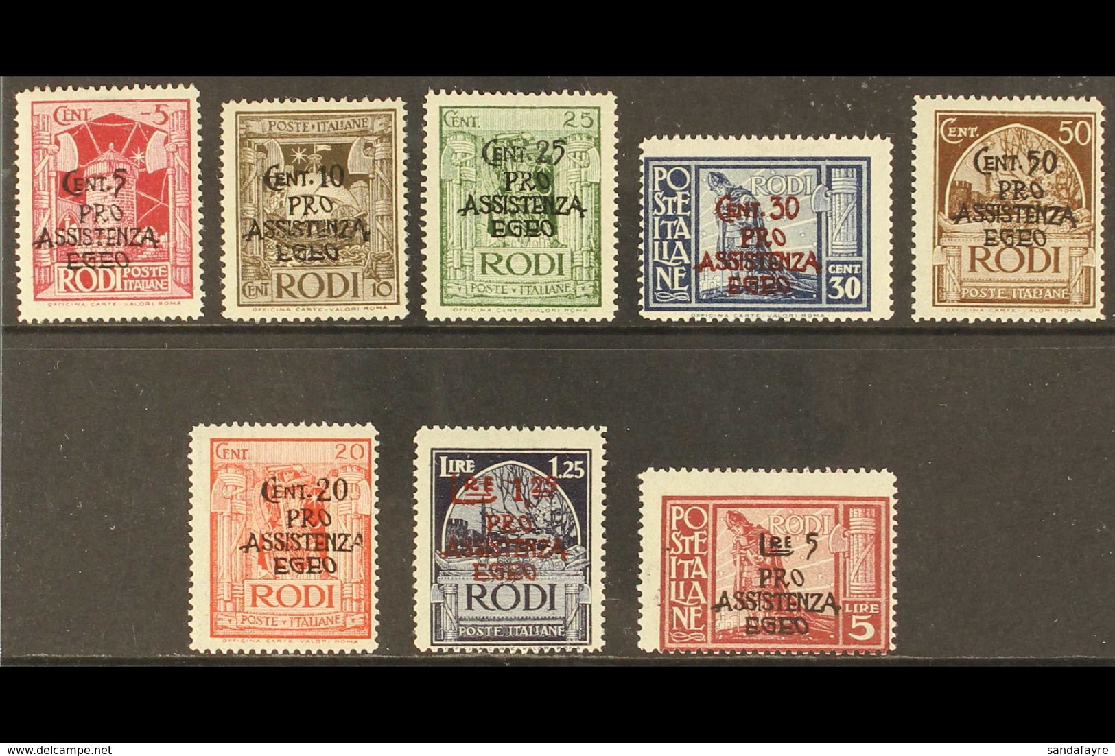 EGEO (DODECANESE ISLANDS) GERMAN OCCUPATION 1943 Relief Fund Overprints Complete Set (SG 214/21, Sassone 118/25), Fine M - Other & Unclassified