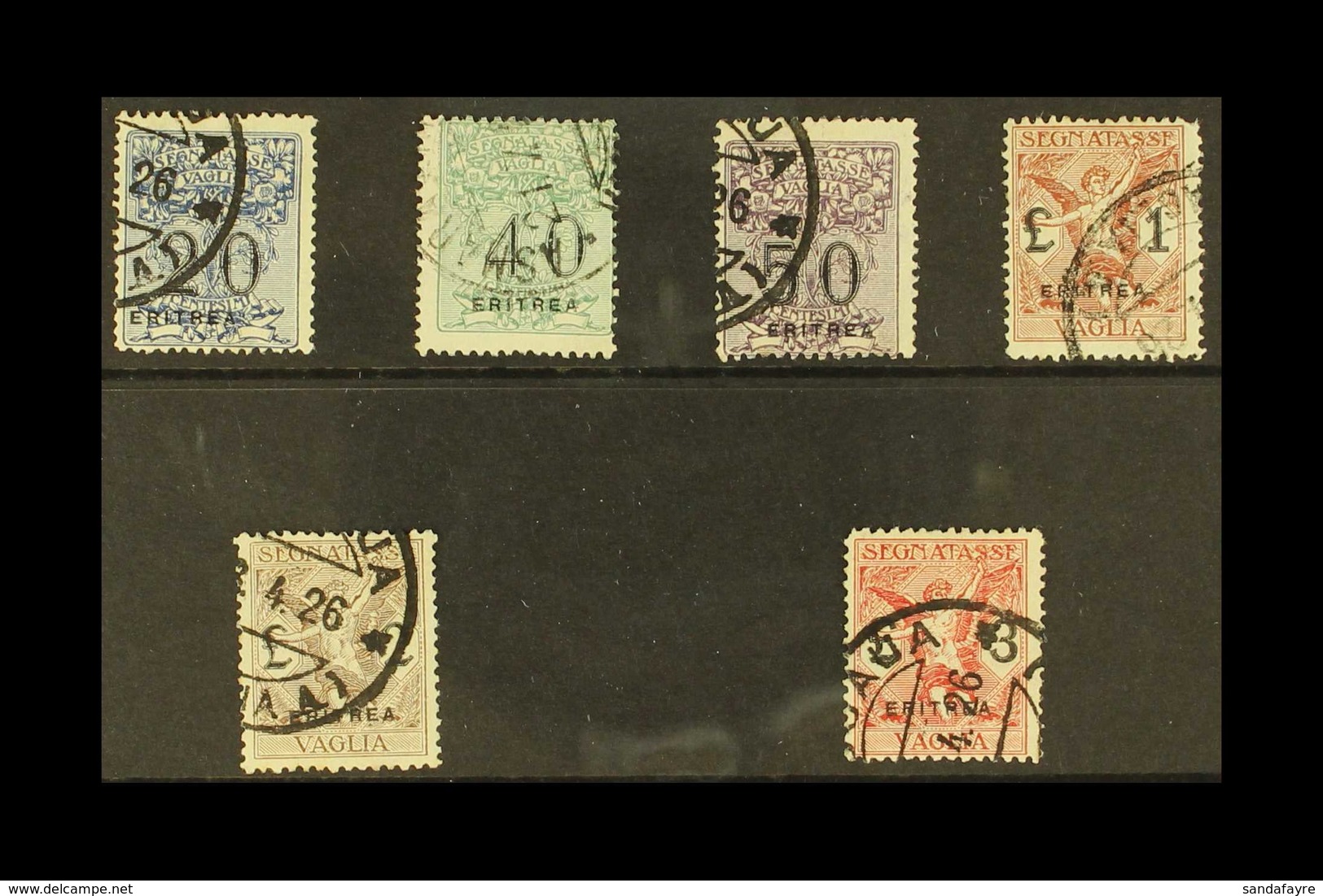 ERITREA MONEY ORDER STAMPS 1924 "Segnatasse Vaglia" Complete Set, Sassone S. 63, Fine Used. (6 Stamps) For More Images,  - Andere & Zonder Classificatie