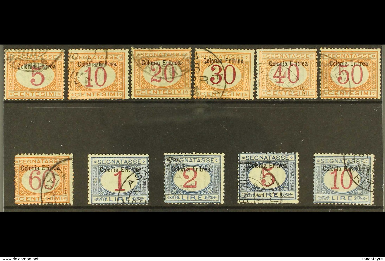 ERITREA POSTAGE DUE 1903 (April) Complete Set (Sass S. 59, SG D30/40), Fine Used. (11 Stamps) For More Images, Please Vi - Sonstige & Ohne Zuordnung