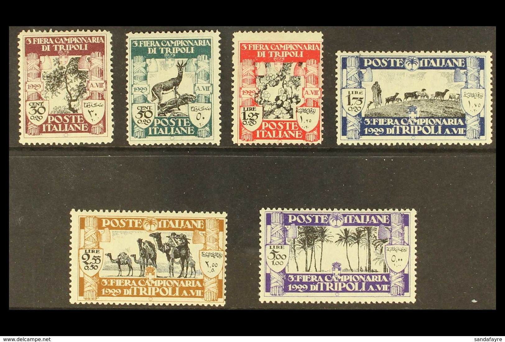 LIBYA 1929 Third Tripoli Fair Complete Set, SG 63/68 (Sassone Libya 81/86), Fine Mint, 5L Expertized A. Diena, Fresh. (6 - Other & Unclassified