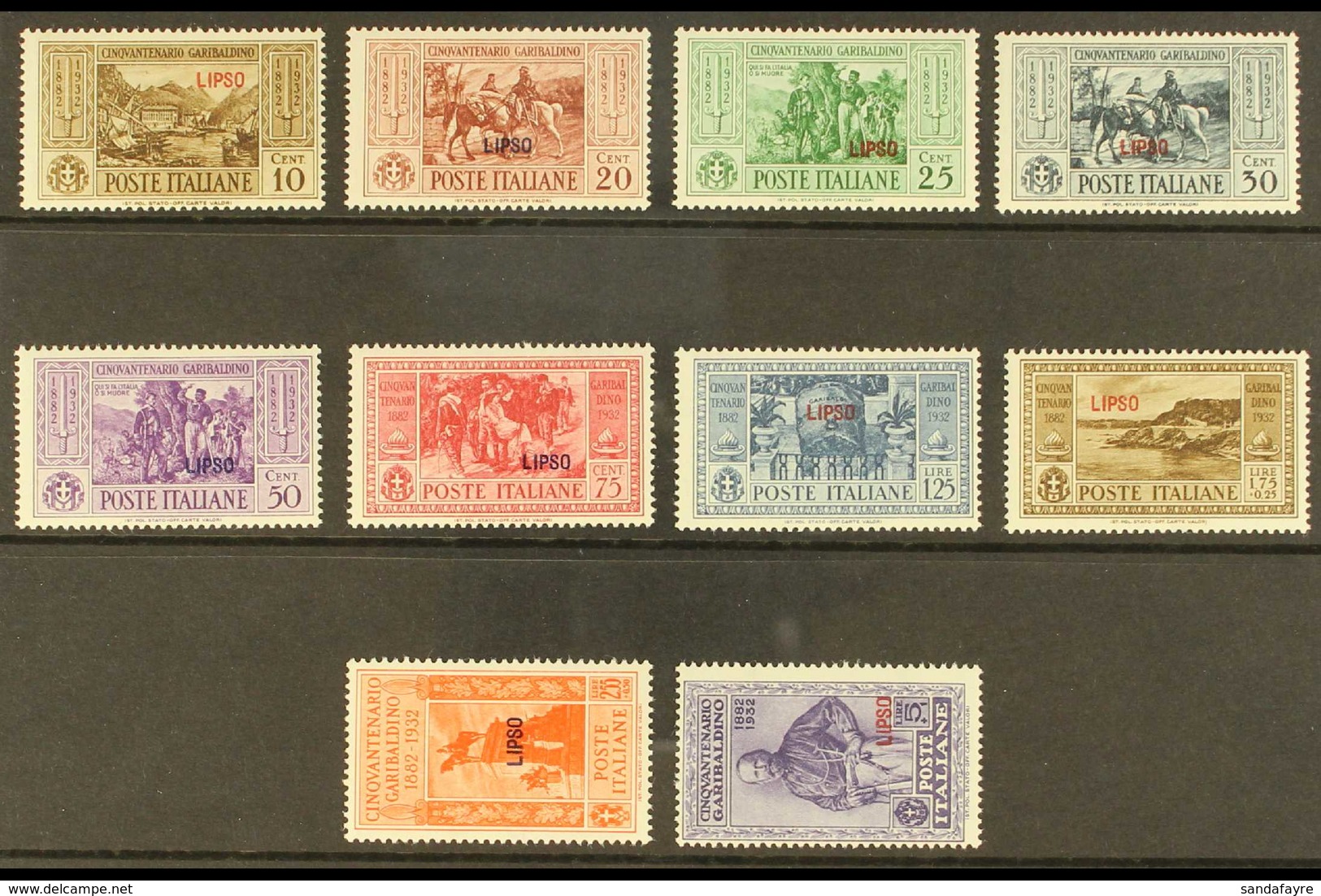 LIPSO (LISSO) 1932 Garibaldi "LIPSO" Overprints Complete Set (SG 89/98 F, Sassone 17/26), Never Hinged Mint, Fresh. (10  - Sonstige & Ohne Zuordnung