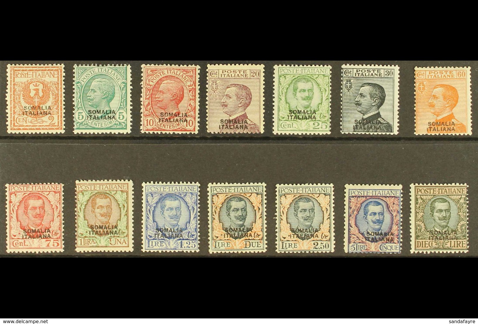 SOMALIA 1926-30 Overprints Complete Set, Sassone 92/104 (between SG 87-103), Never Hinged Mint, Fresh & Attractive. (14  - Other & Unclassified