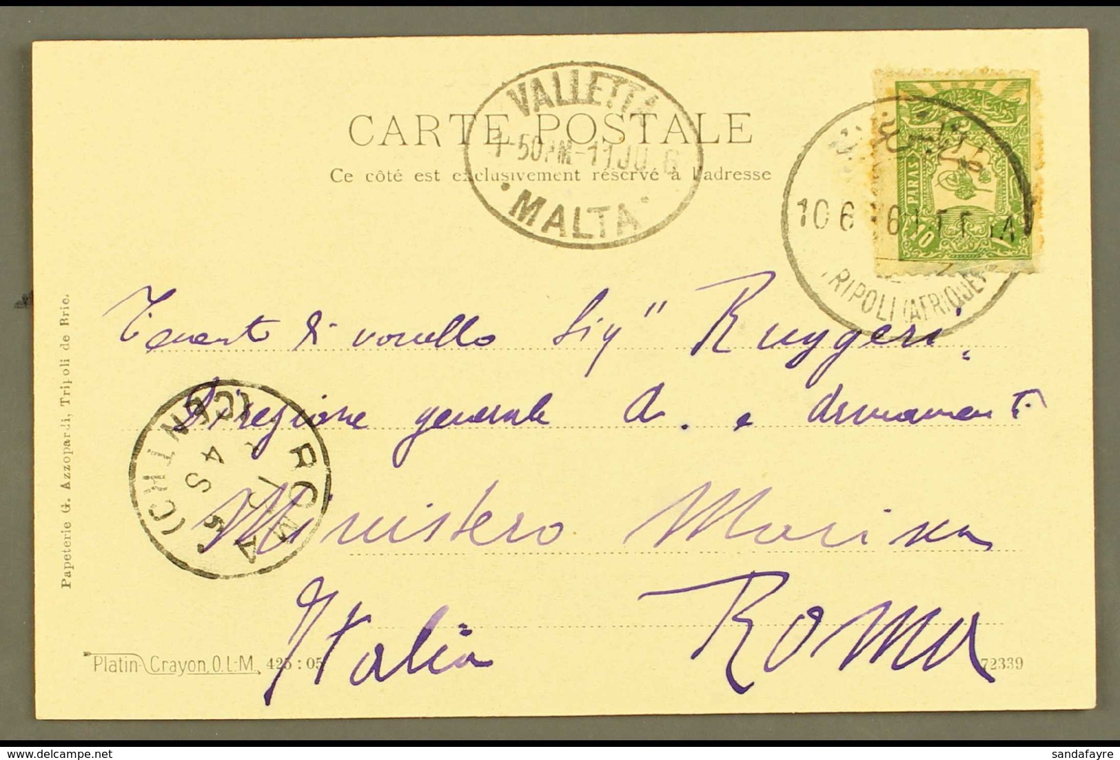 TRIPOLI (LIBYA) 1906 (June) Picture Postcard Of Rue Principale De Tripoli, Bearing 10pa To Rome, Italy, With Good Clear  - Other & Unclassified