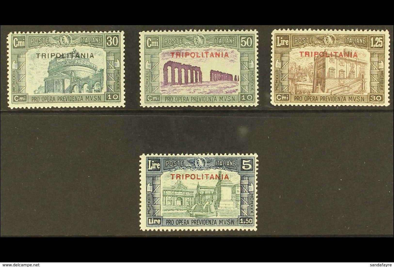 TRIPOLITANIA 1930 National Defence Overprints Complete Set (Sassone 69/72, SG 94/97), Never Hinged Mint, Very Fresh. (4  - Other & Unclassified