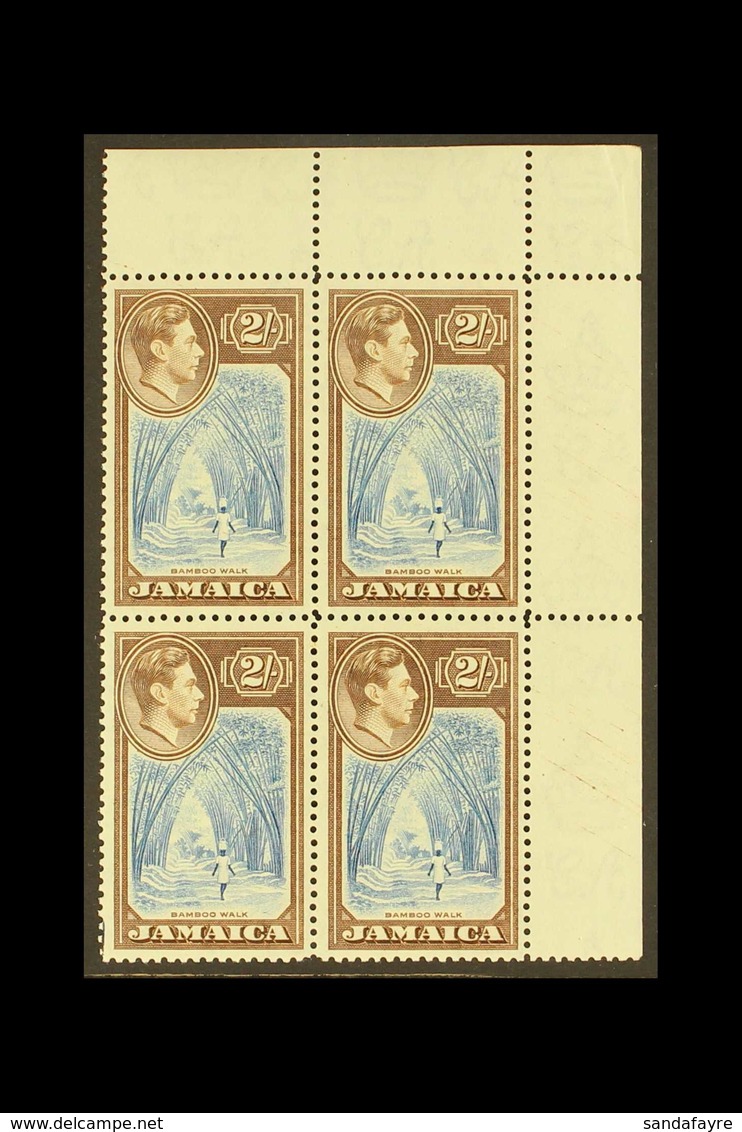 1938-52 2s Blue & Chocolate, SG 131, Never Hinged Mint Corner Block Of 4. (4 Stamps) For More Images, Please Visit Http: - Jamaica (...-1961)