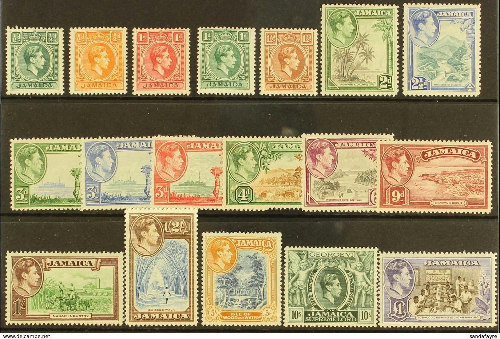 1938-52 Definitive Set, SG 121/33a, Fine Mint (18 Stamps) For More Images, Please Visit Http://www.sandafayre.com/itemde - Jamaica (...-1961)
