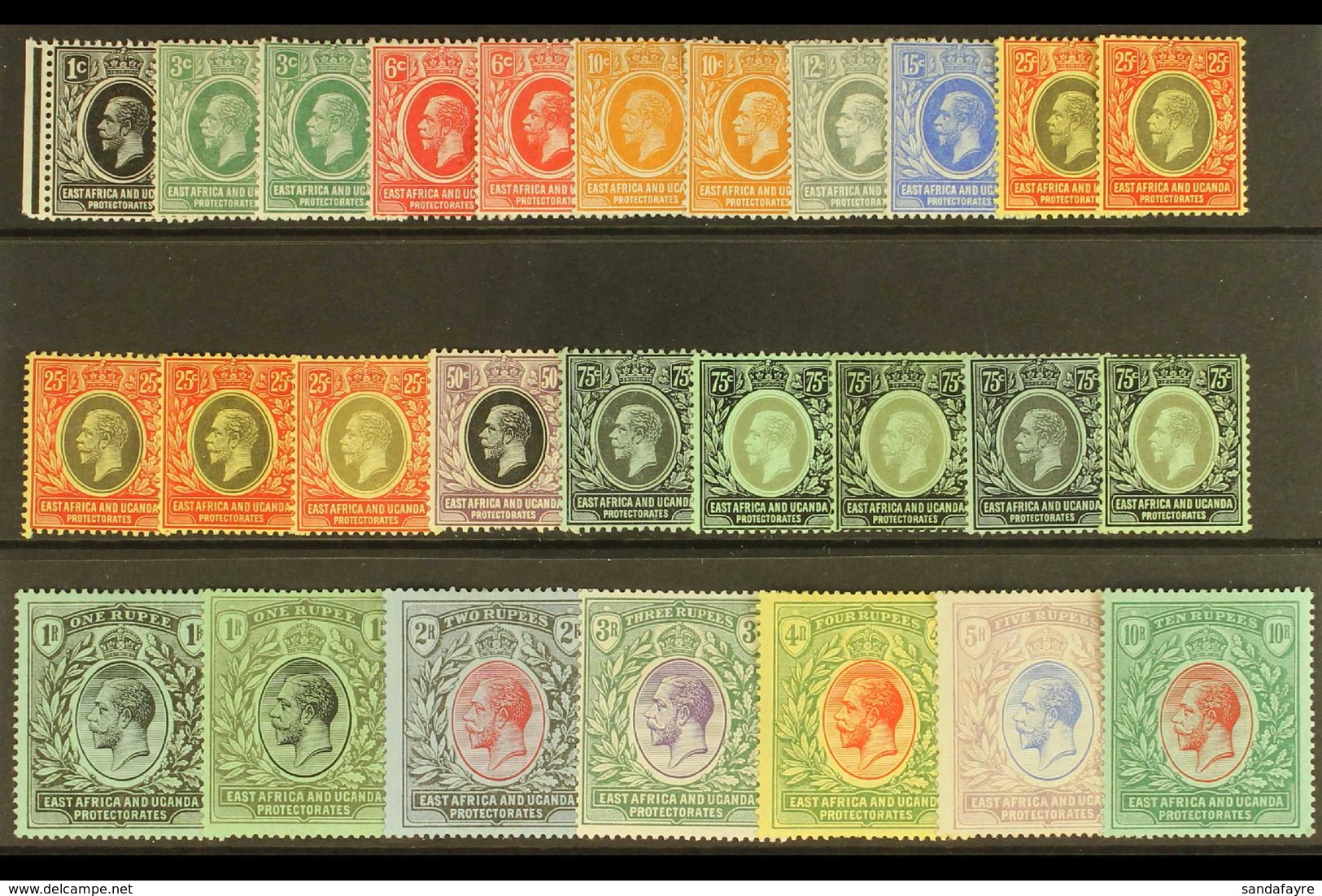 1912 - 1921 Geo V Set To 10r, Wmk MCA, SG 44/58, Complete Including All Listed Shades To 1r, Fine To Very Fine Mint. (27 - Vide