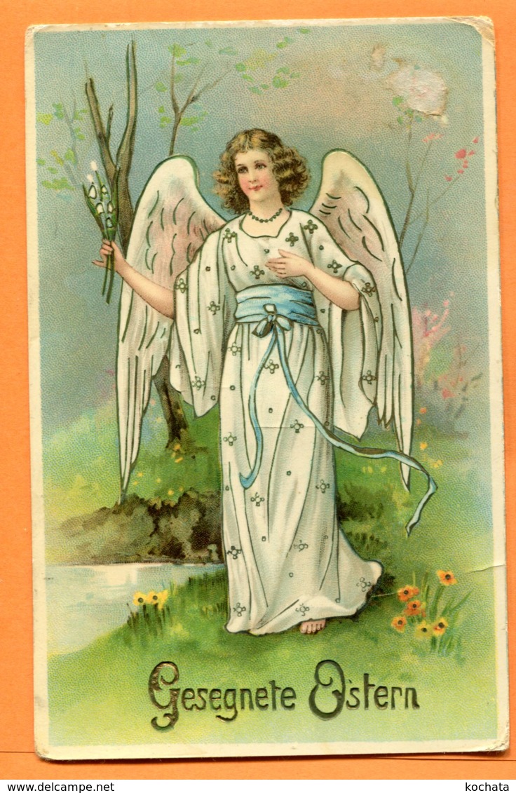 VAL088, Ange, Belle Fantaisie, Joyeuse Pâques, M.S.I.B. 15243, Circulée 1917 - Angels