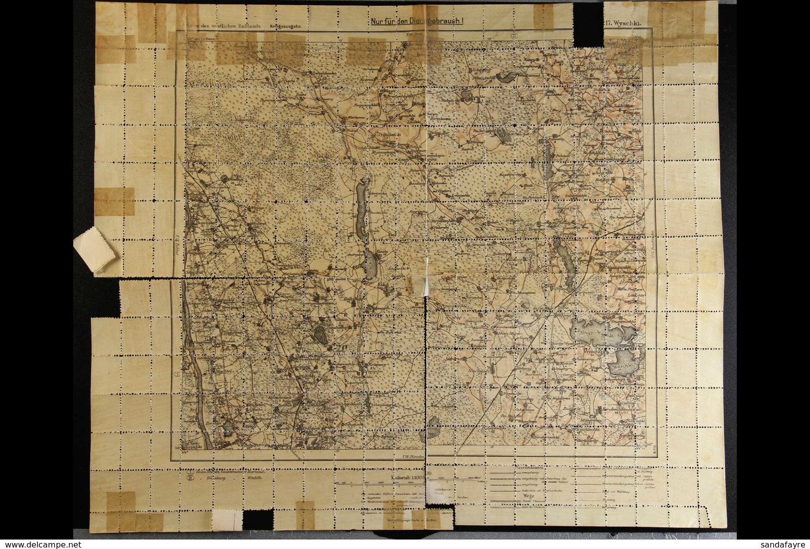 1918 SCARCE COMPLETE SHEET WITH FULL MAP For The 5k Carmine, Perf 11½, SG 2, This With Some Perf Separation And Hinge Re - Lettonie