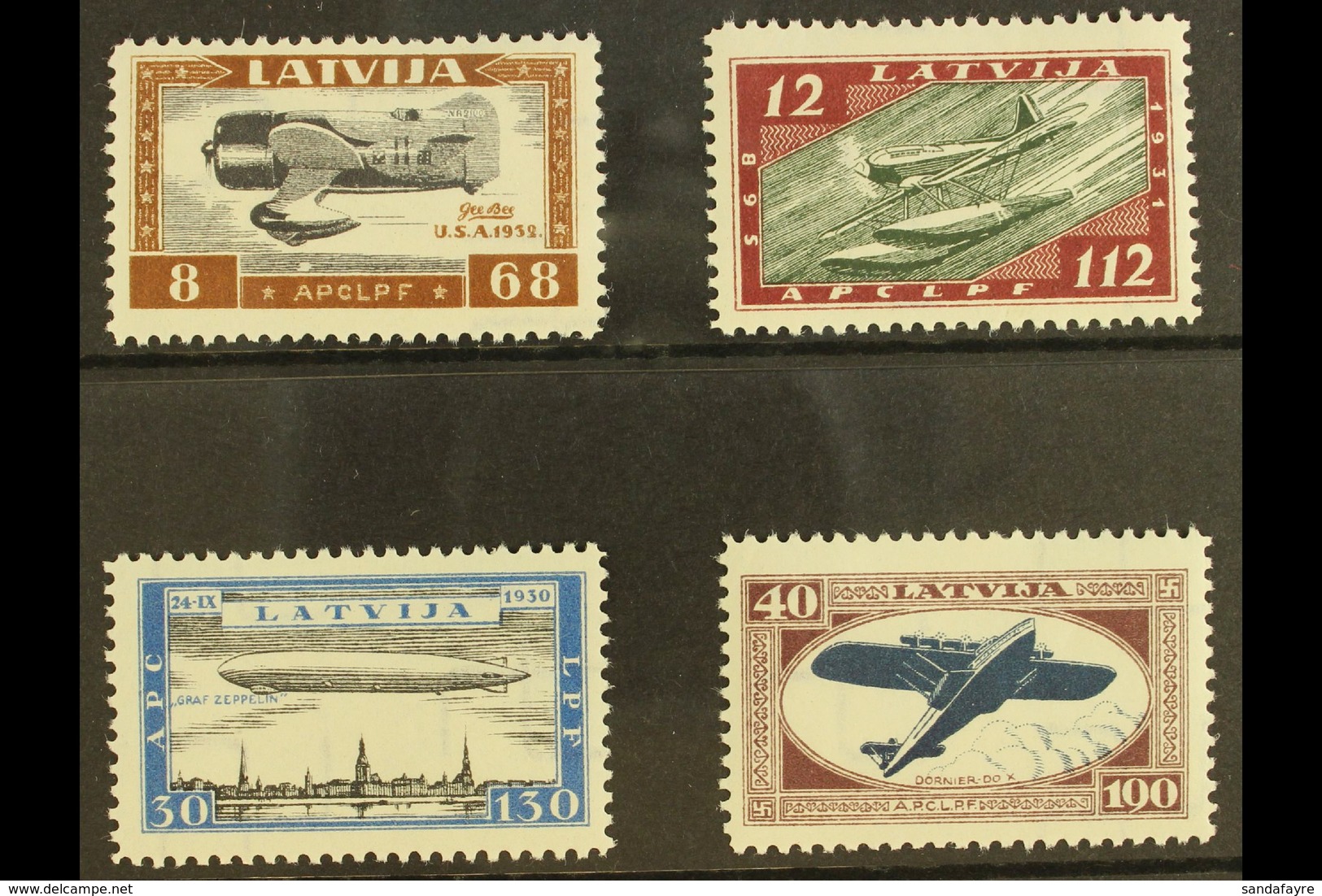 1933 Wounded Latvian Airmen Fund Set, Perf 11½, Mi 228A/31A, SG 243A/46A, Fine Mint (4 Stamps) For More Images, Please V - Letland