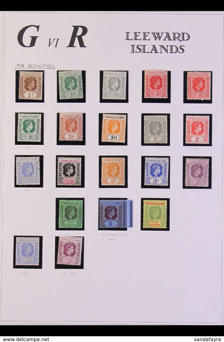 1938-52 FINE MINT KGVI DEFINITIVES Includes The Set Of 17 From ½d To 5s With A Few Shade/perf Variants, Plus Three Diffe - Leeward  Islands